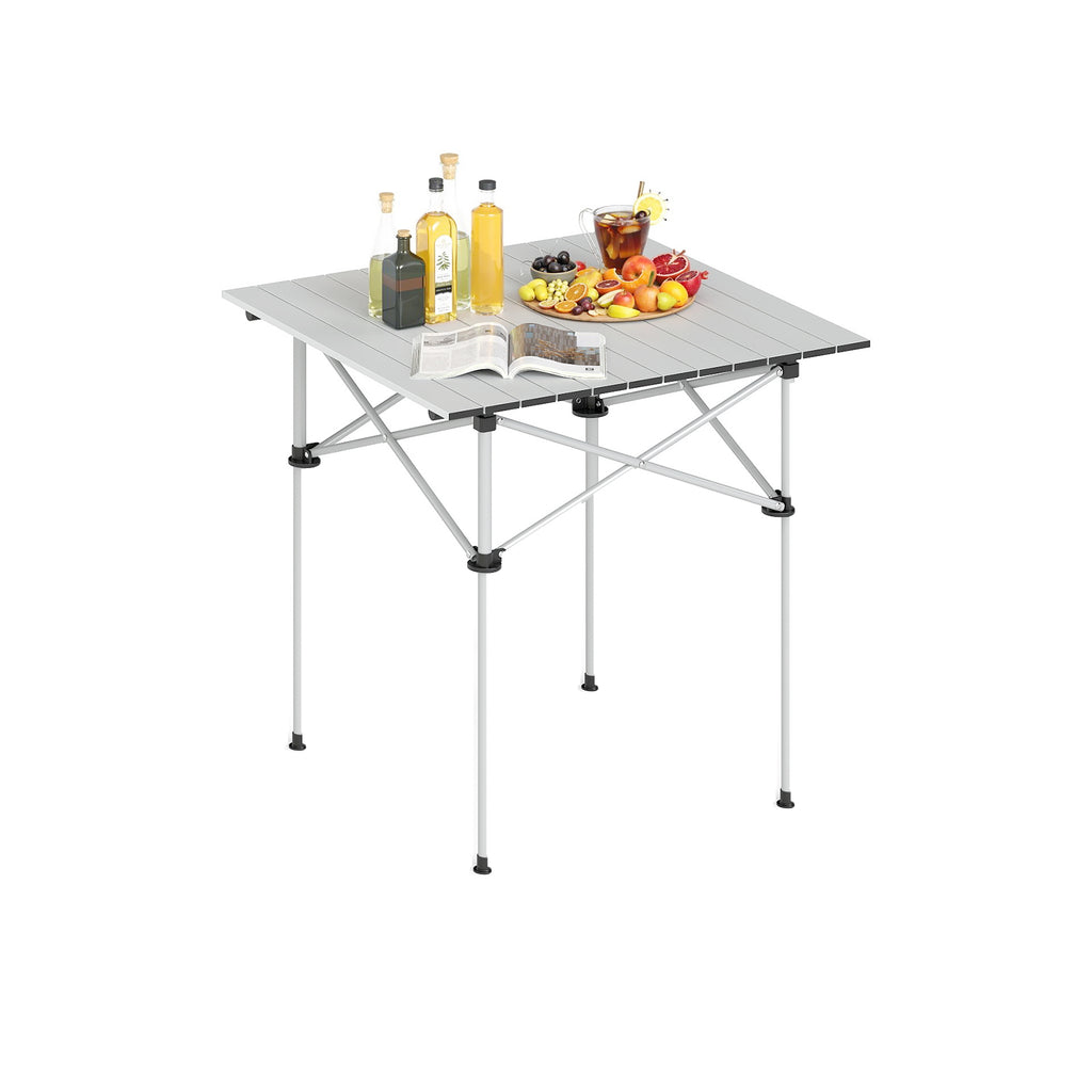 Folding Camping Table with Metal Legs - Silver