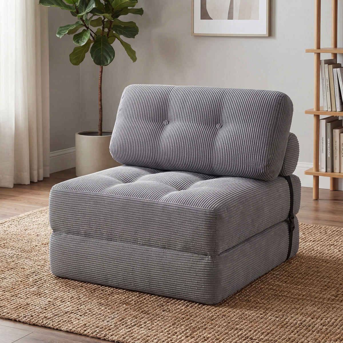 Folding Sofa Bed 3-in-1 Lounger with Pillow, Gray