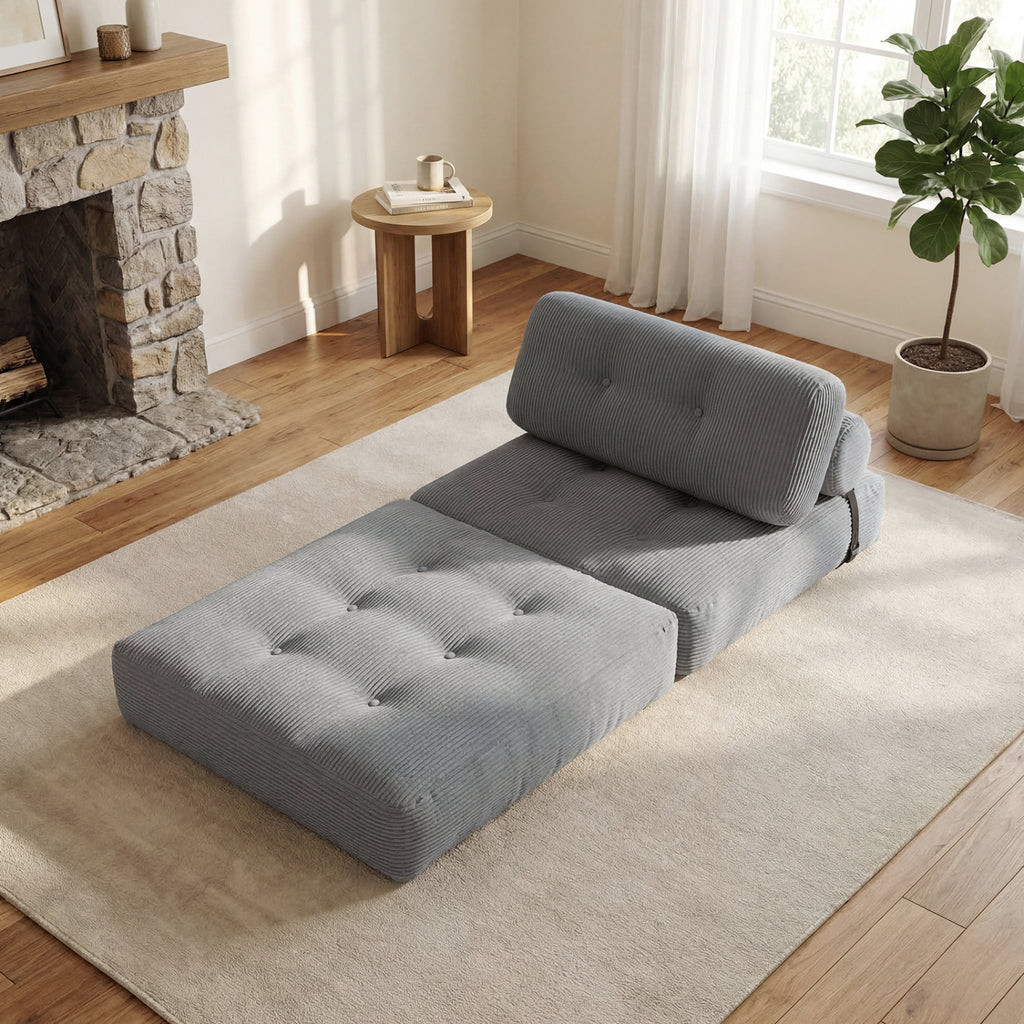 Folding Sofa Bed 3-in-1 Lounger with Pillow, Gray