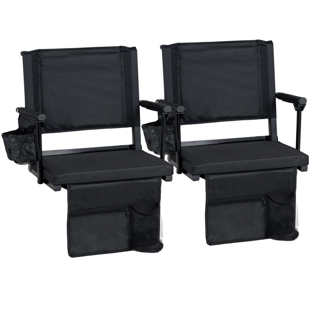 Stadium Seat for Bleachers with 6-Position Back Support, Black