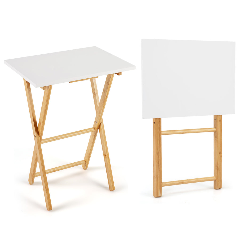 2-Tier Bamboo End Table with Storage Shelves, Natural