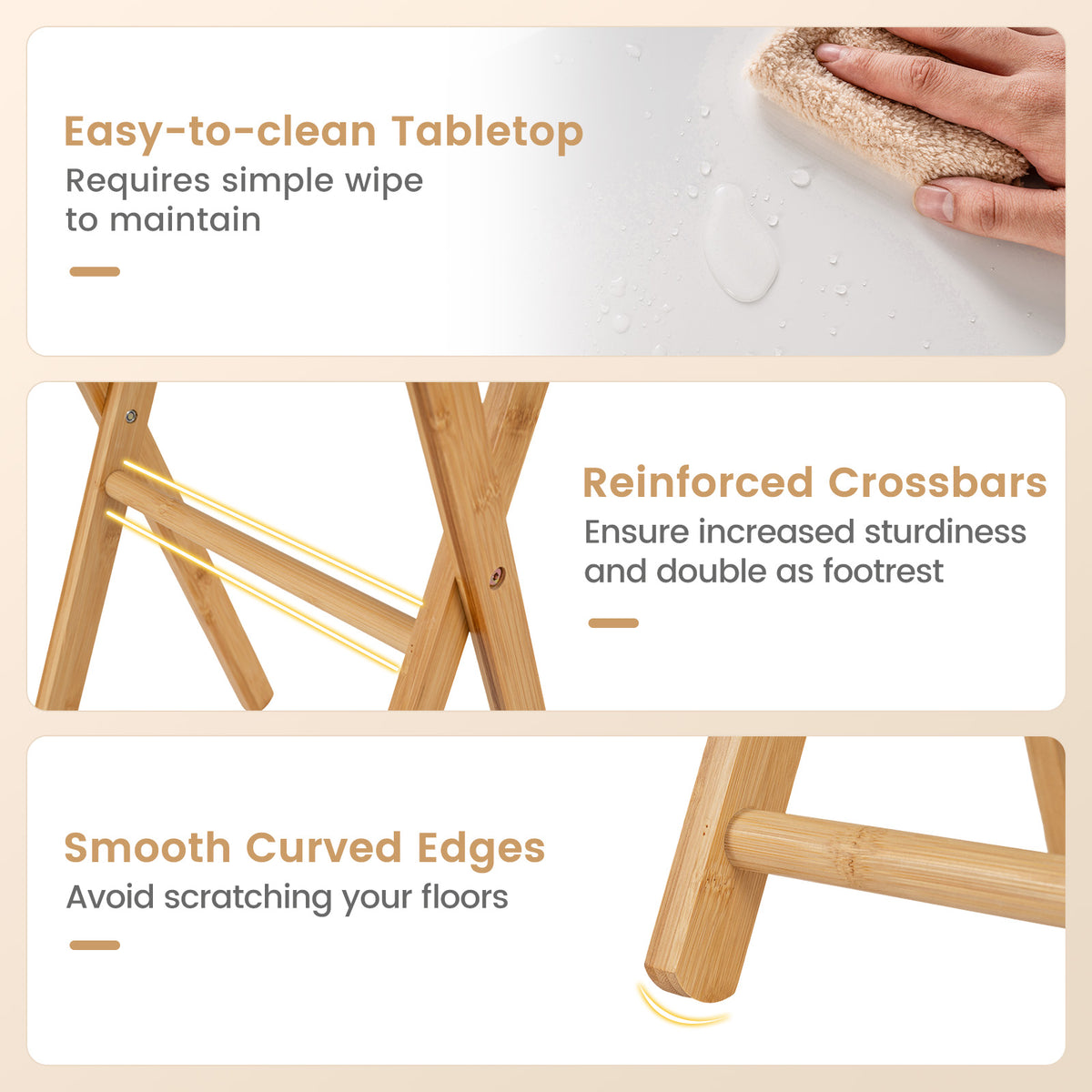 Folding TV Tray Table - White