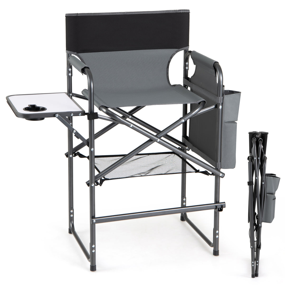 Folding Tall Director Chair 26 Inch Seat Height Portable Camping with