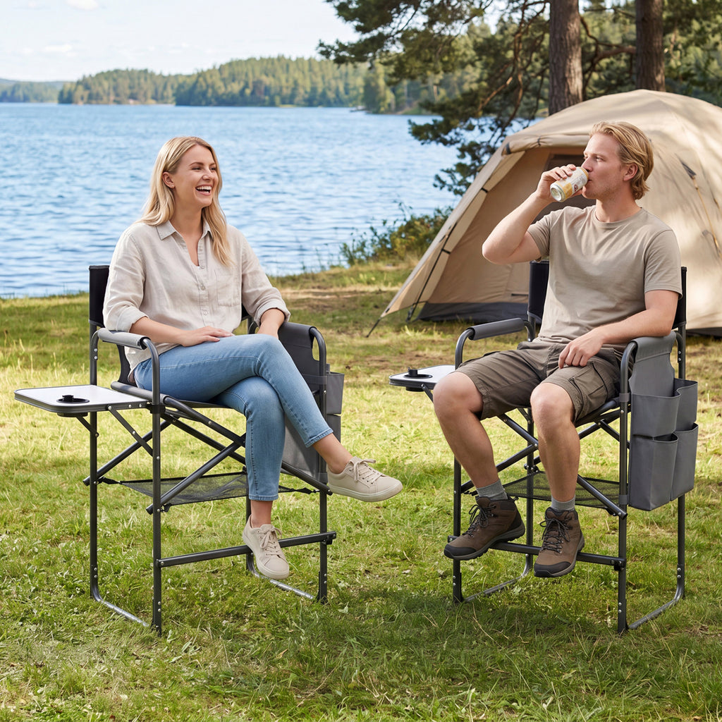Folding Tall Director Chair 26 Inch Seat Height Portable Camping with