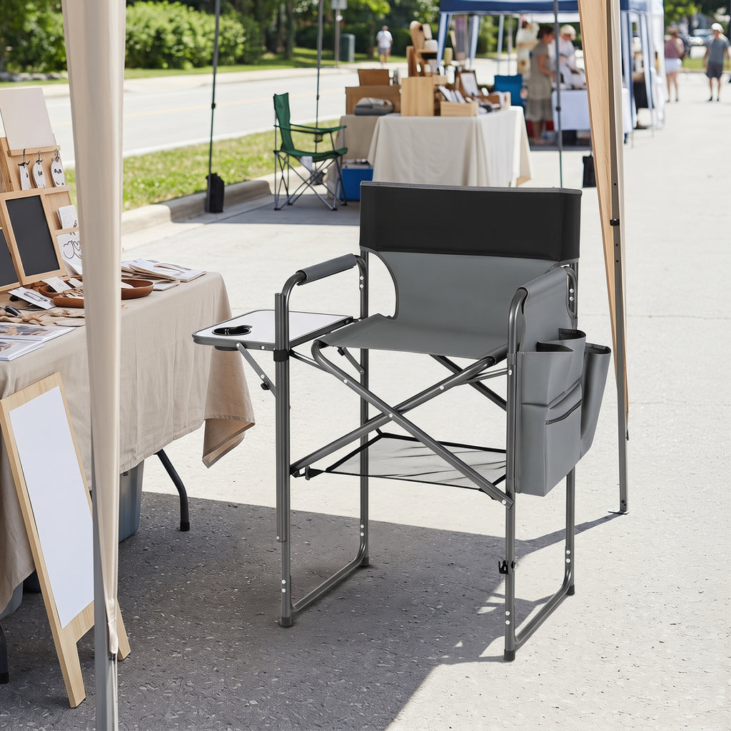 Folding Tall Director Chair 26 Inch Seat Height Portable Camping with