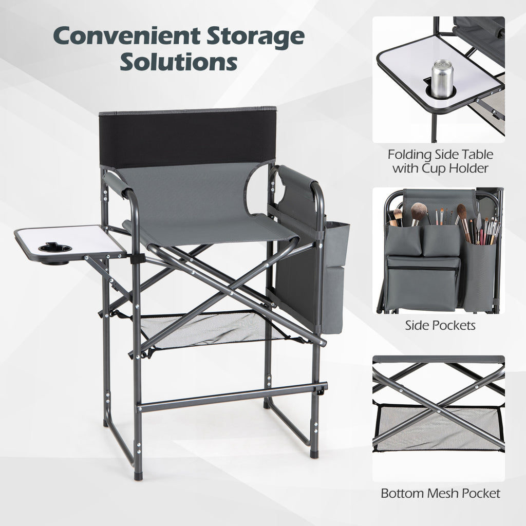Folding Tall Director Chair 26 Inch Seat Height Portable Camping with