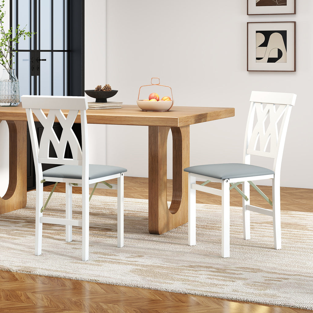 Folding Dining Chair Set of 2 - White