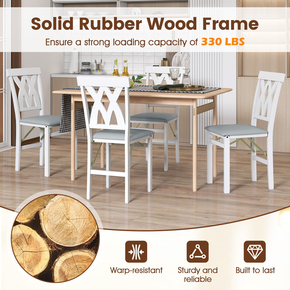 Folding Dining Chair Set of 2 - White