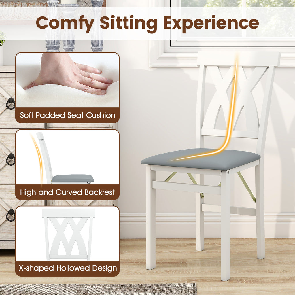 Folding Dining Chair Set of 2 - White