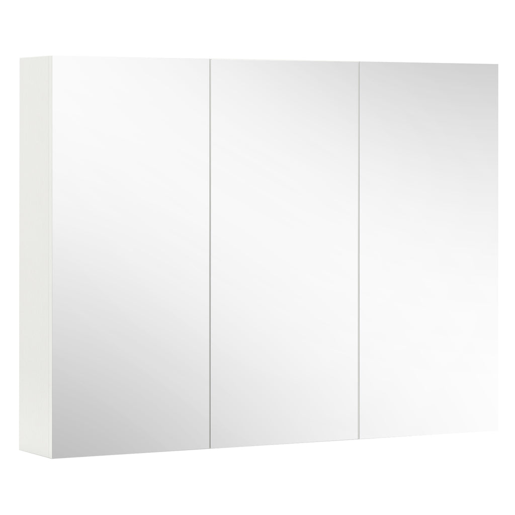 3-Door Mirrored Bathroom Cabinet, Recessed Mount – Frameless