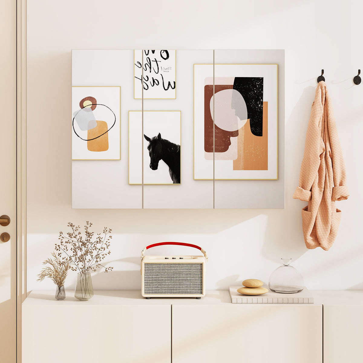 3-Door Mirrored Bathroom Cabinet, Recessed Mount – Frameless