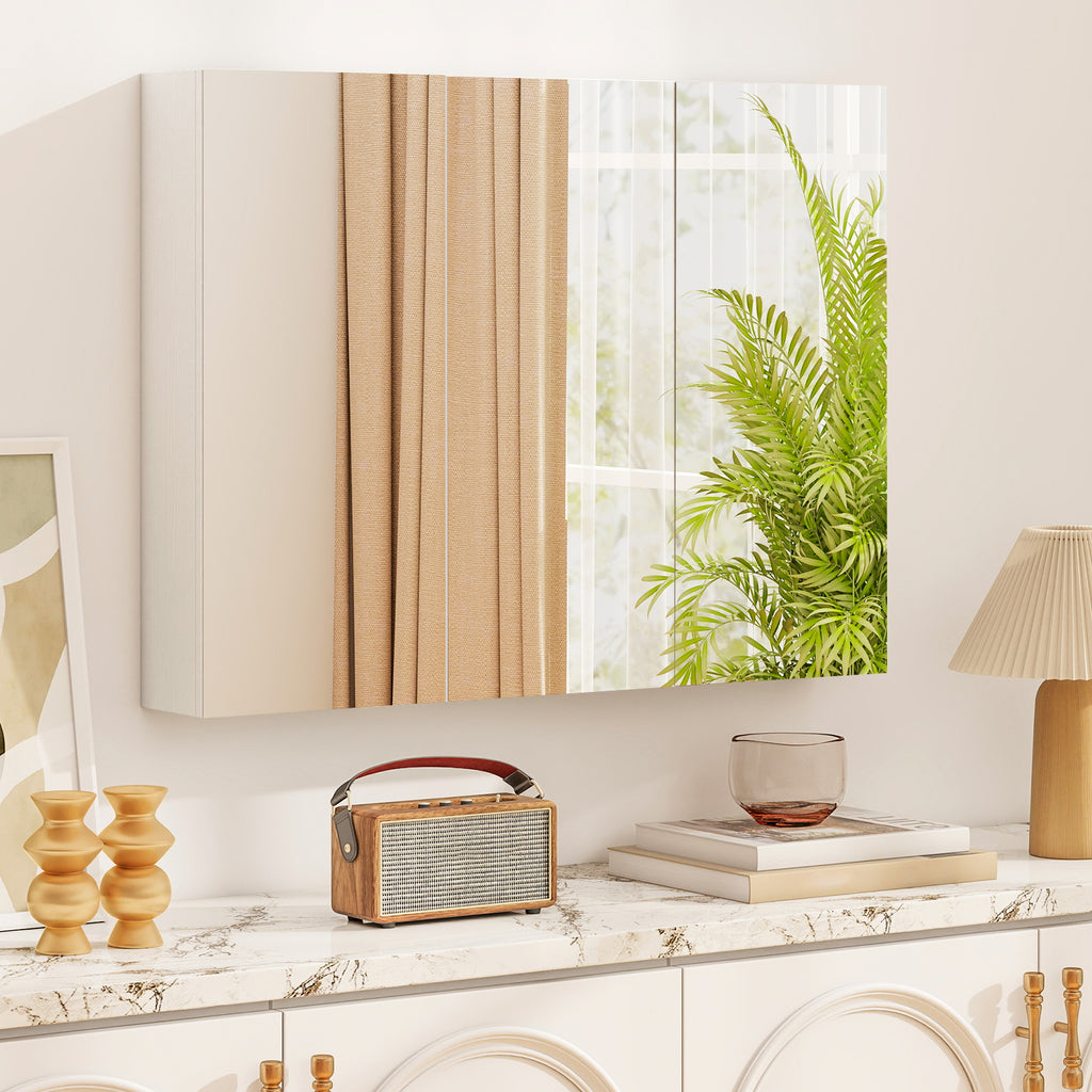 3-Door Mirrored Bathroom Cabinet, Recessed Mount – Frameless