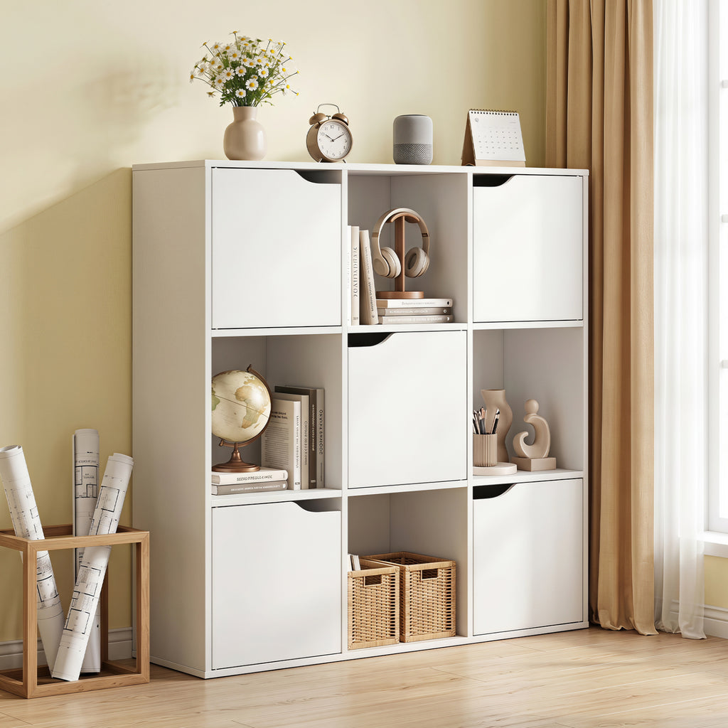 9-Cube Wooden Freestanding Bookcase for Home and Office