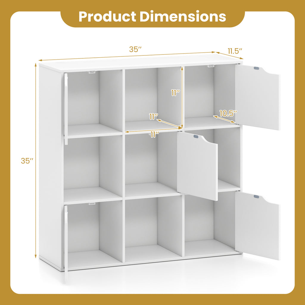 9-Cube Wooden Freestanding Bookcase for Home and Office