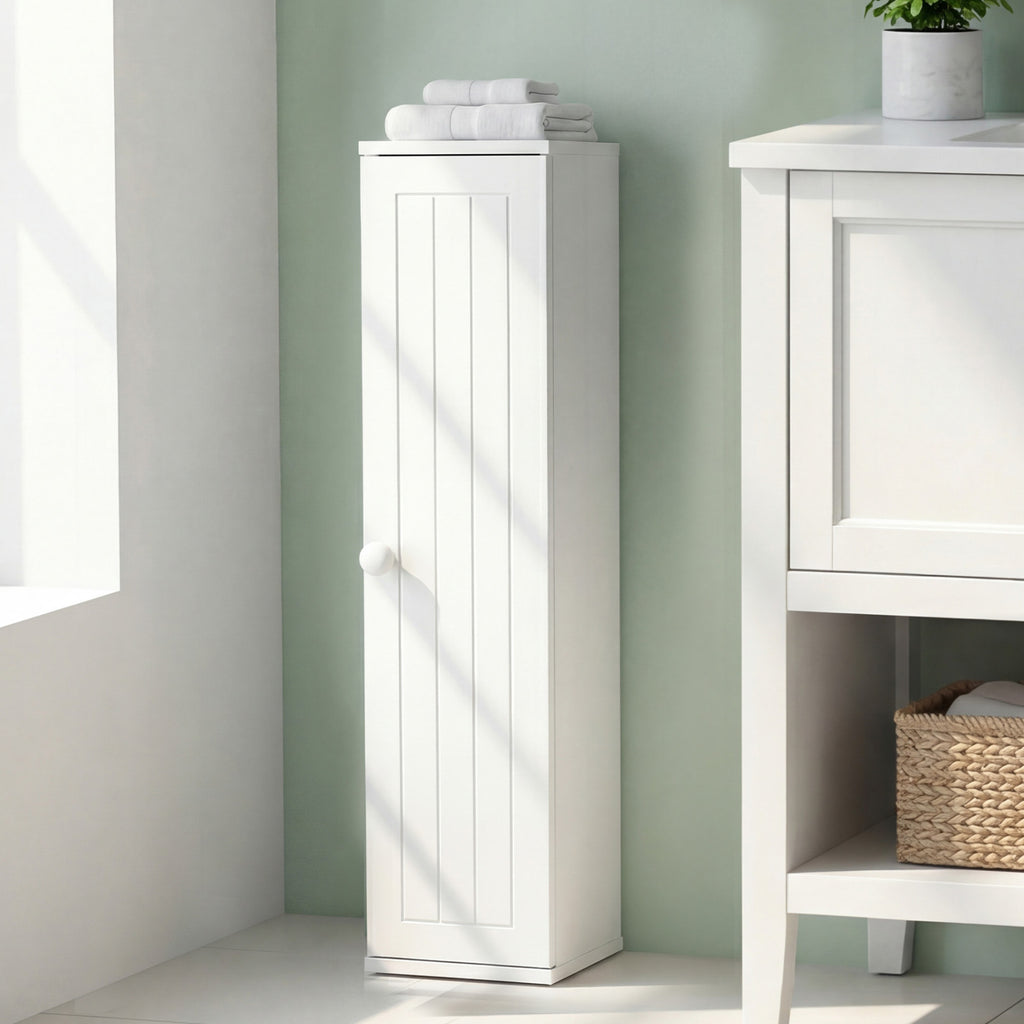 Free Standing Toilet Paper Holder with 4 Shelves and Top Slot for