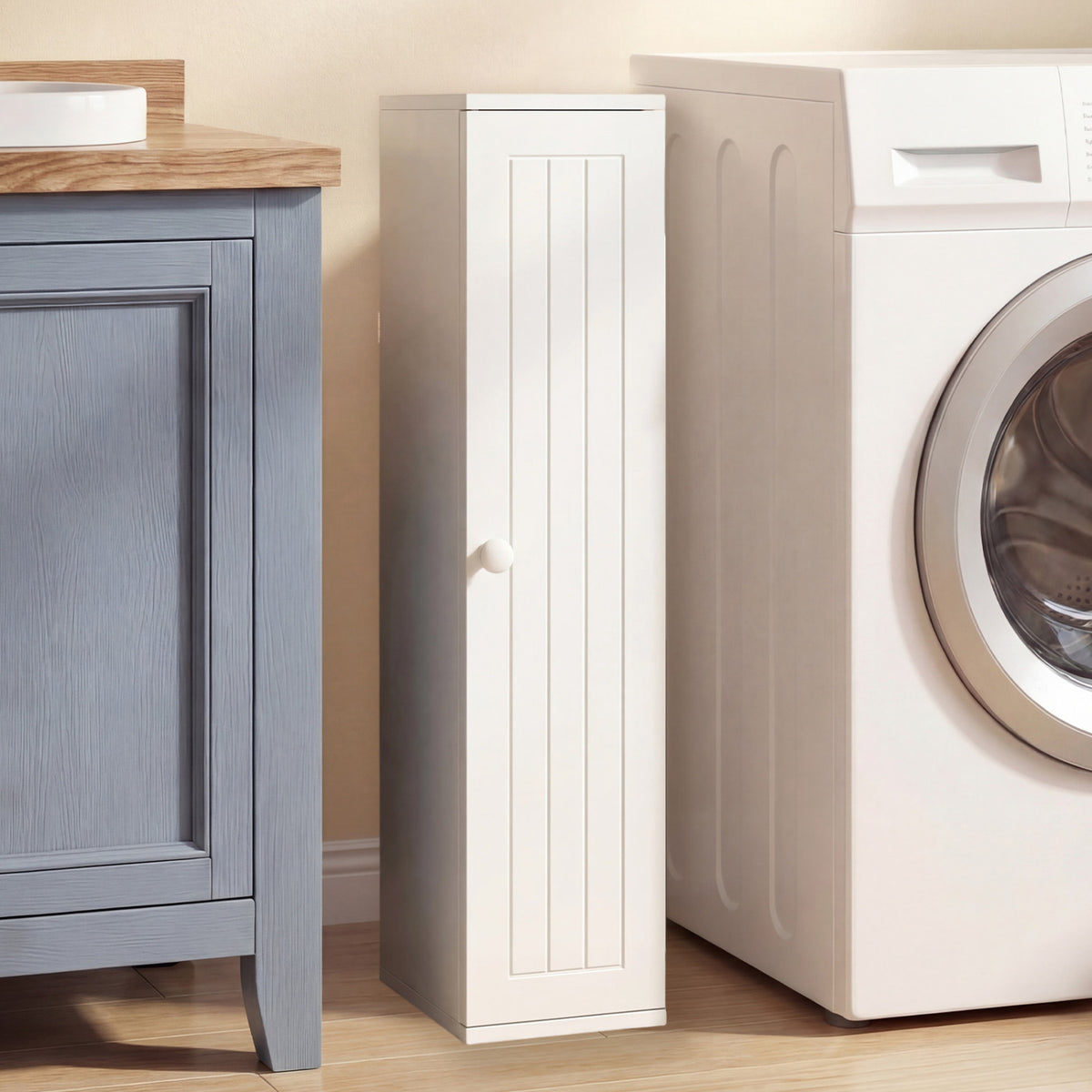 Free Standing Toilet Paper Holder with 4 Shelves and Top Slot for