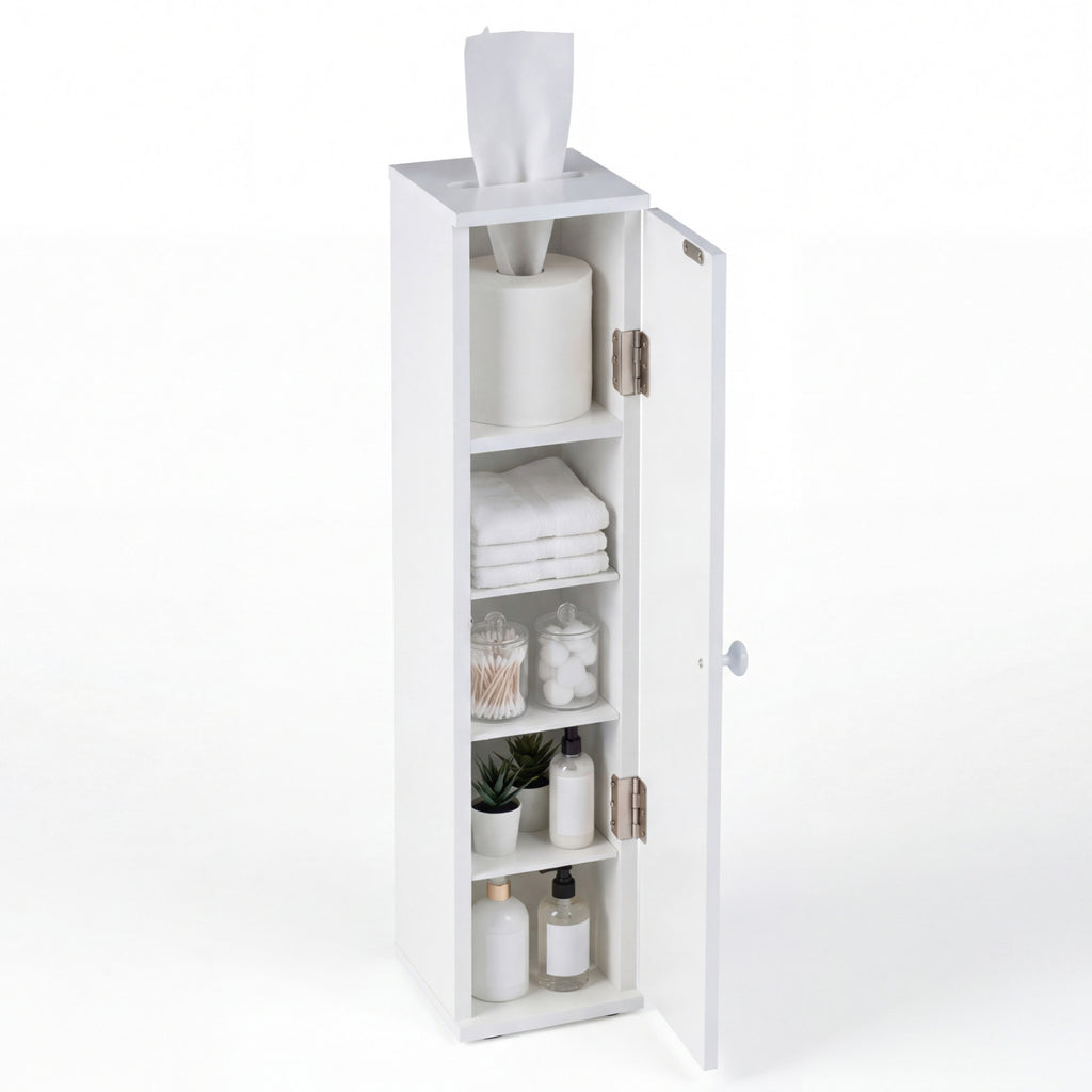 Bathroom Storage Cabinet with Open Shelves and Double Doors