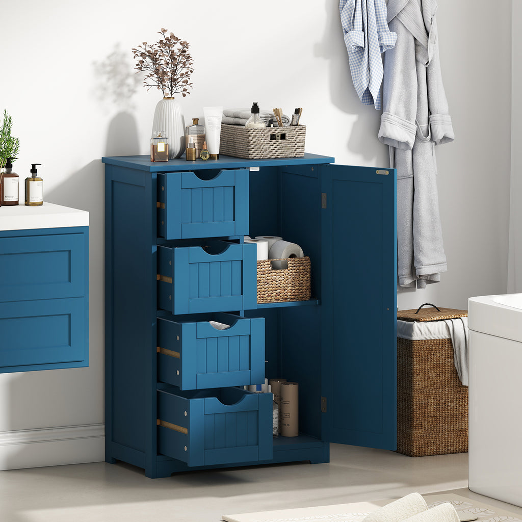 Wooden 4-Drawer Cabinet with Door Storage, Brown