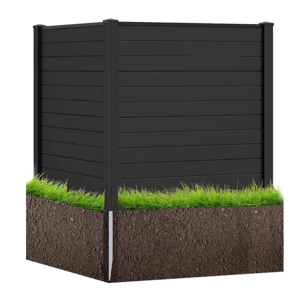 2-Panel Black Air Conditioner Fence 48x48 Inch with Metal Ground Stakes - Freestanding Privacy Barrier