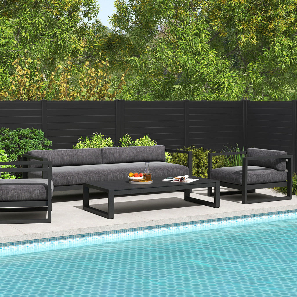 2-Panel Black Air Conditioner Fence 48x48 Inch with Metal Ground Stakes - Freestanding Privacy Barrier