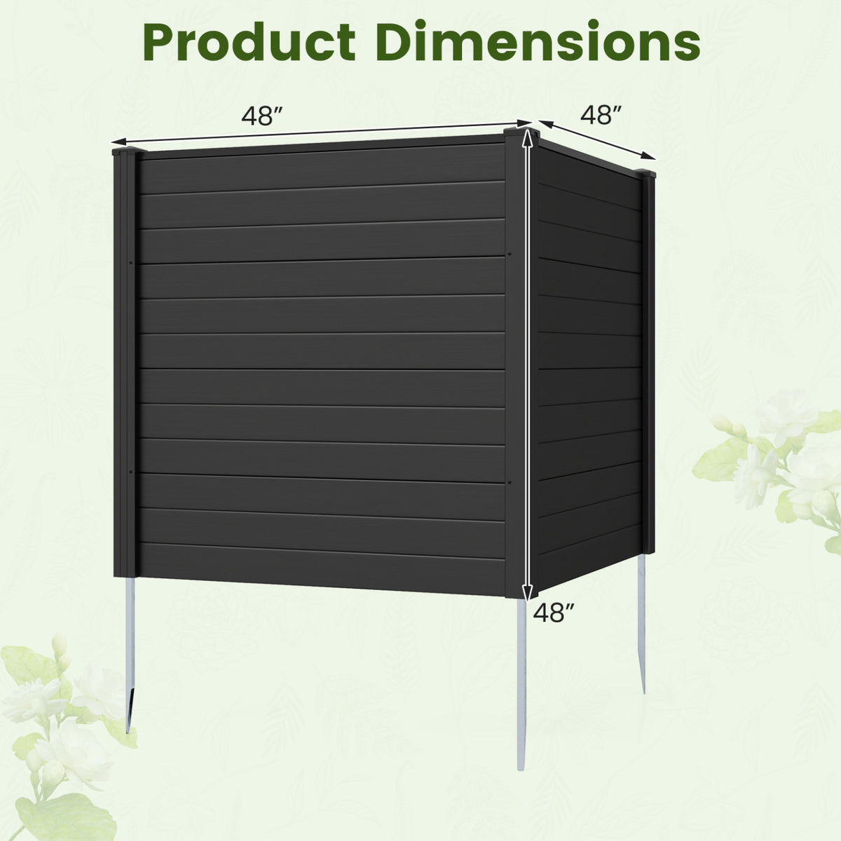2-Panel Black Air Conditioner Fence 48x48 Inch with Metal Ground Stakes - Freestanding Privacy Barrier