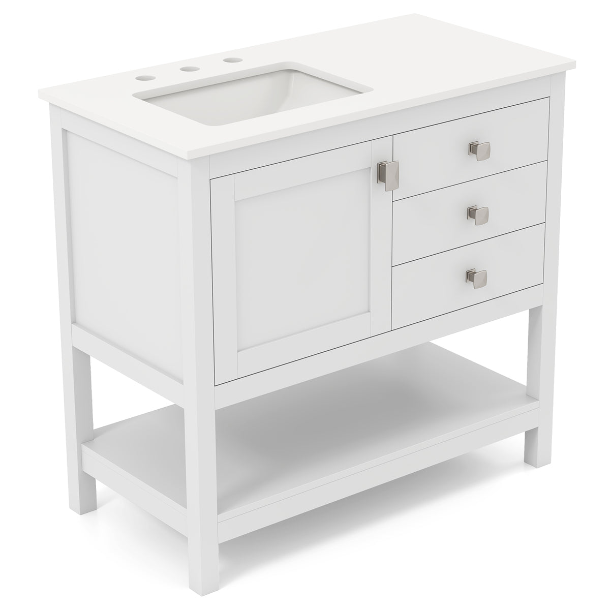 24 Inch Bathroom Vanity with Sink Combo - White, 34.5 Inch H