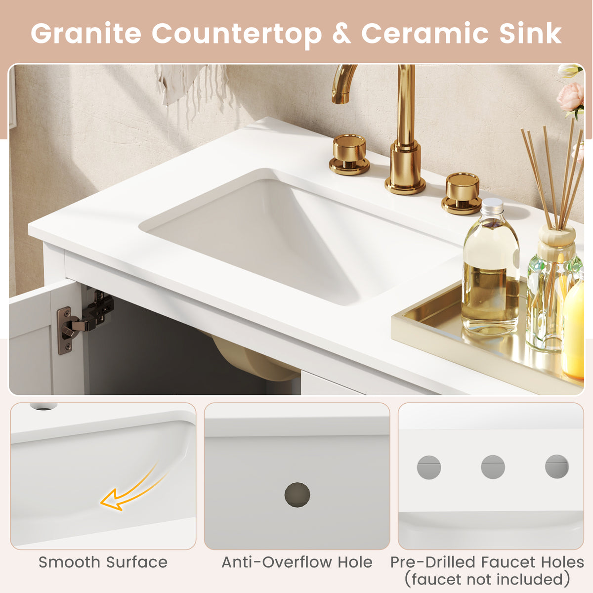 Freestanding Bathroom Vanity Unit with Basin Floor Storage Cabinet