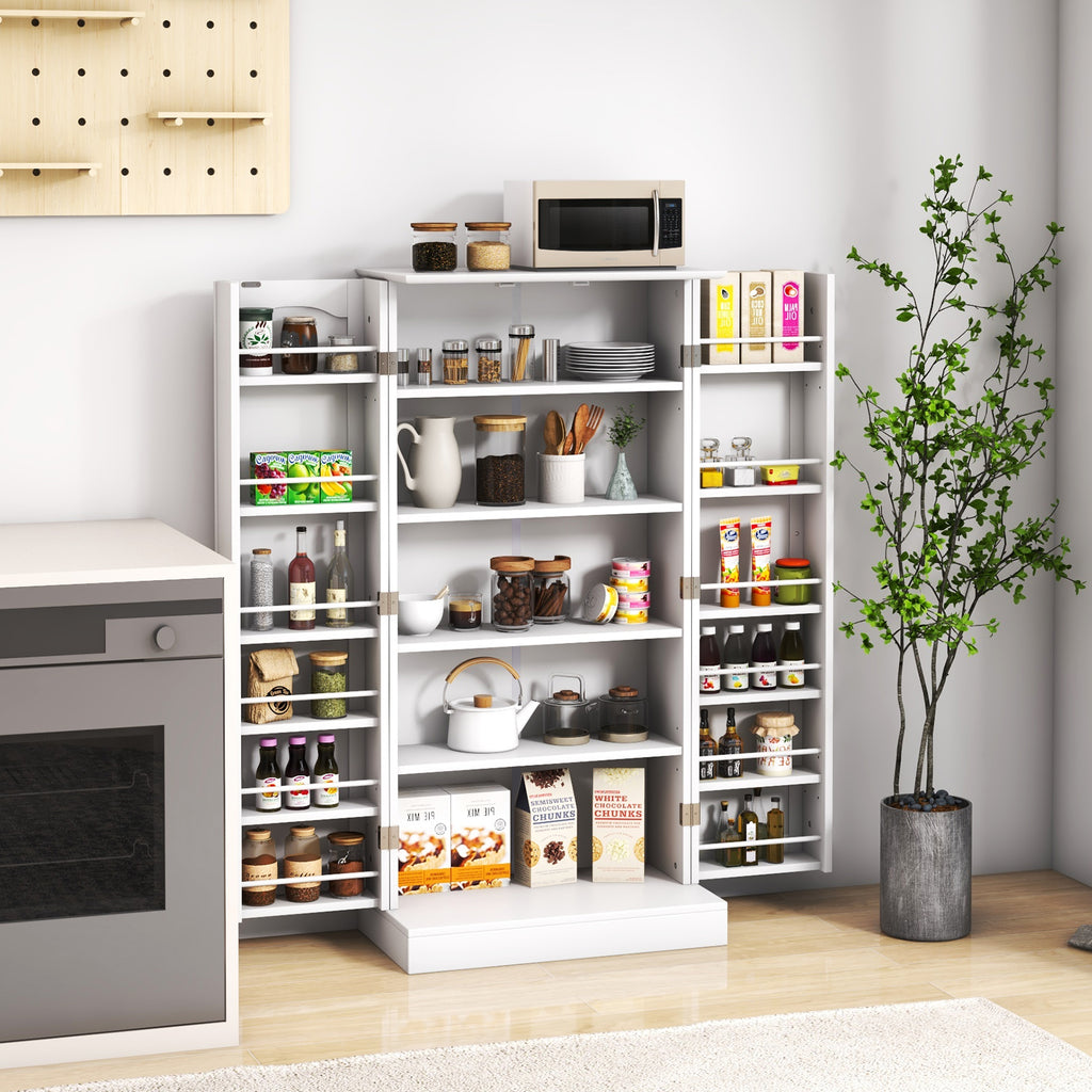 Freestanding Buffet Sideboard with 2 Doors & Adjustable Shelves - White