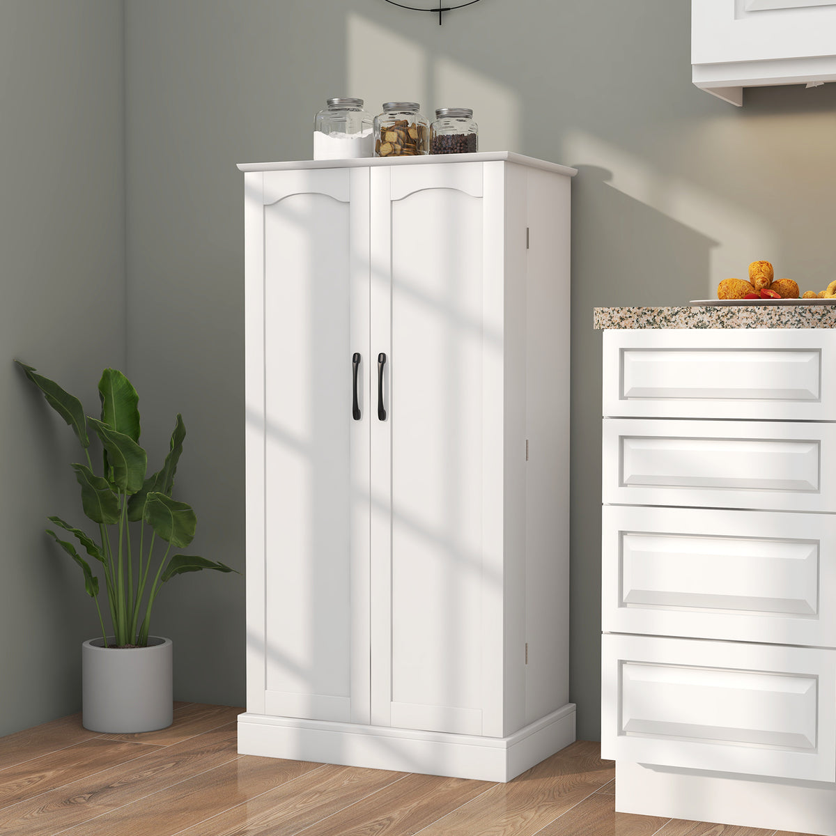 Freestanding Buffet Sideboard with 2 Doors & Adjustable Shelves - White