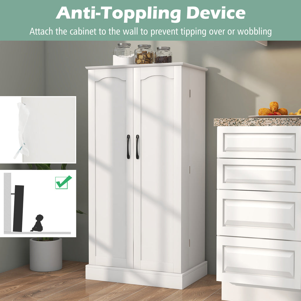 White Sideboard Buffet Cabinet with 2 Doors & Anti-Tipping