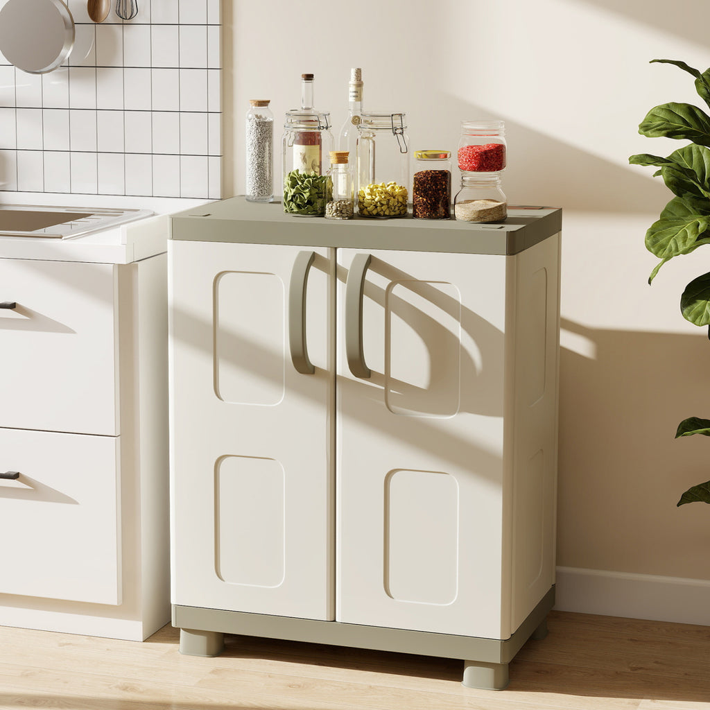 Freestanding Buffet Cabinet Sideboard with 2 Doors & Adjustable Shelves – Beige