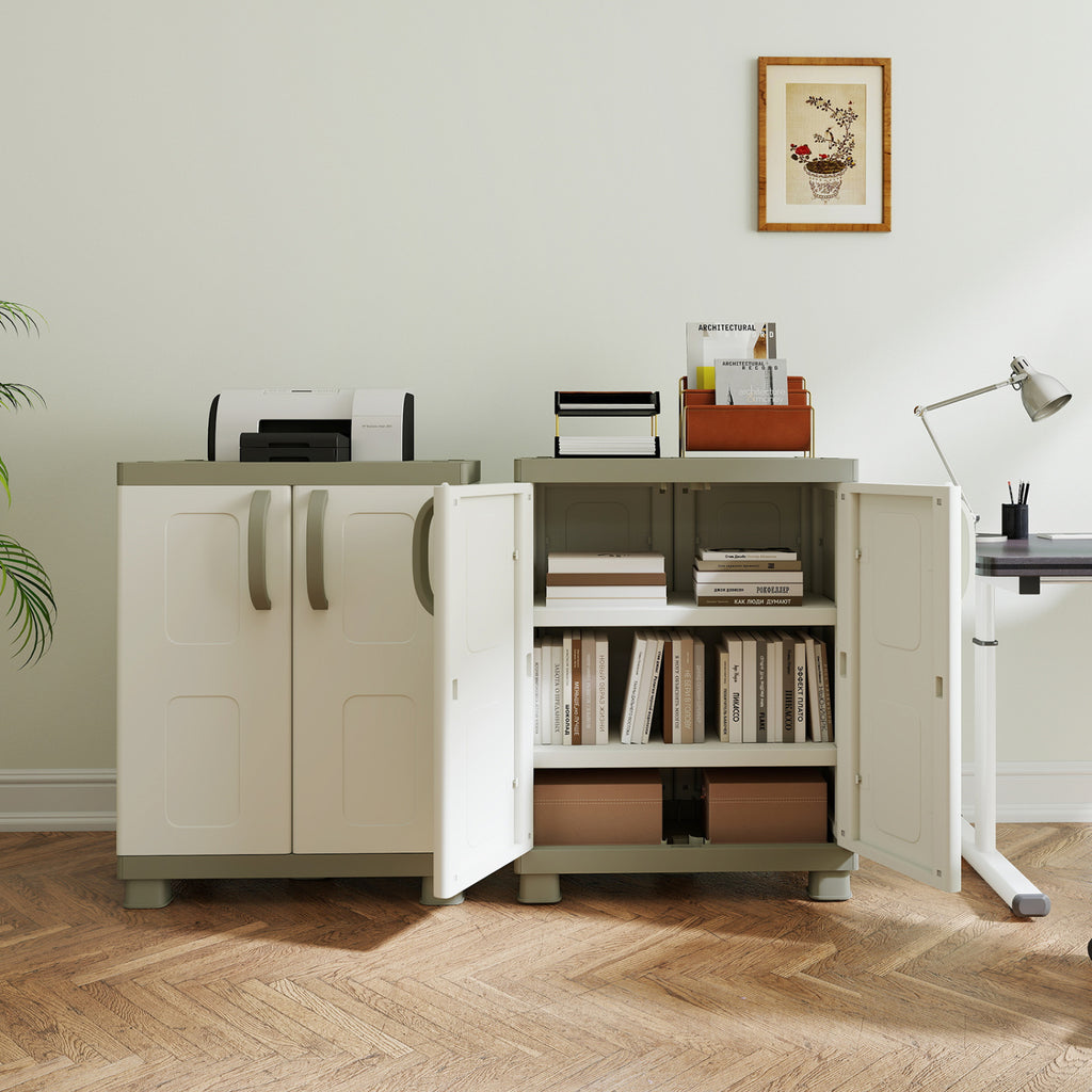 Freestanding Buffet Cabinet Sideboard with 2 Doors & Adjustable Shelves – Beige