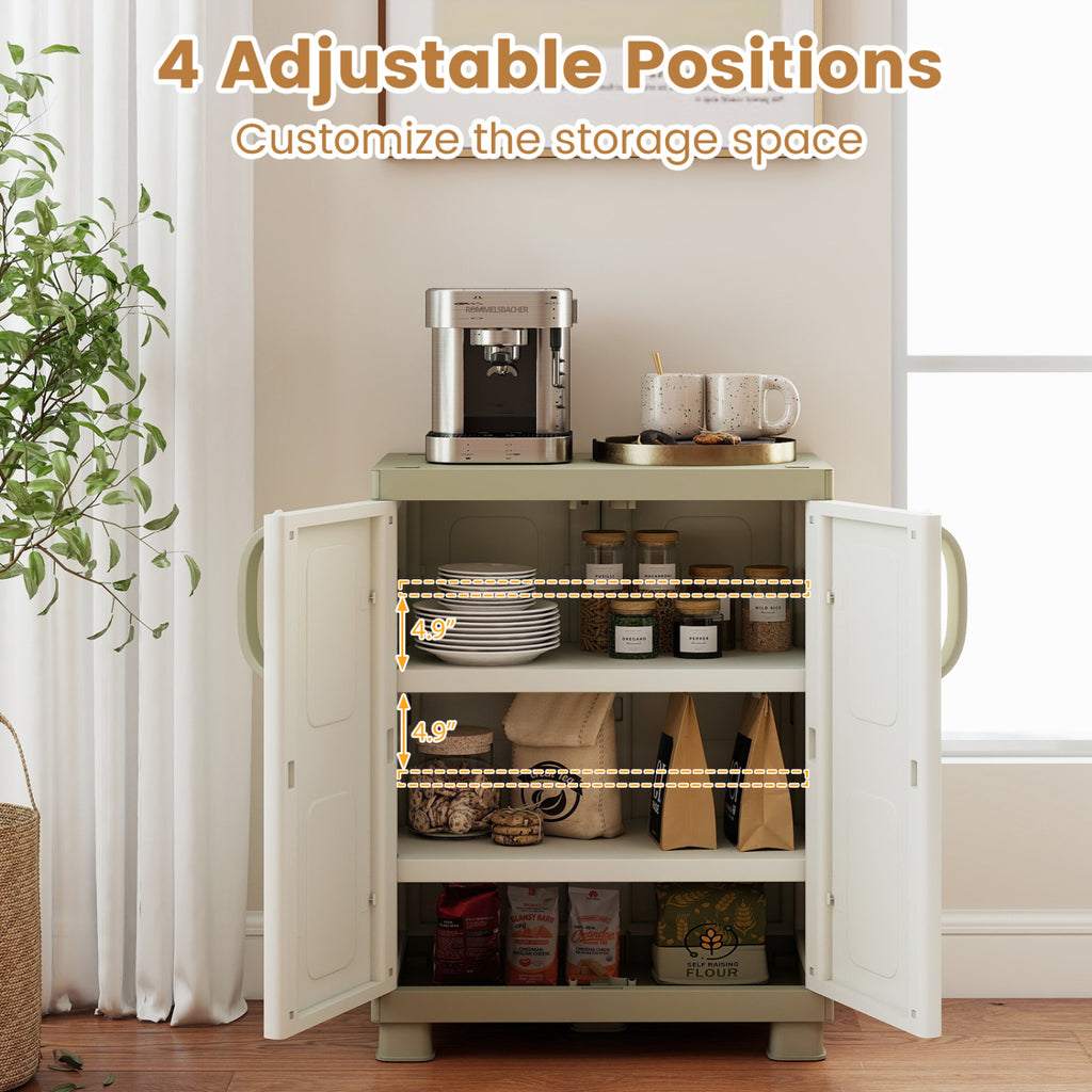 Freestanding Buffet Cabinet Sideboard with 2 Doors & Adjustable Shelves – Beige