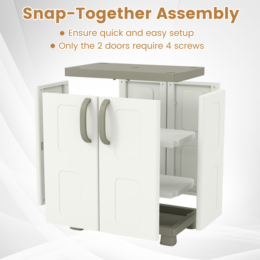 Freestanding Buffet Cabinet Sideboard with 2 Doors & Adjustable Shelves – Beige