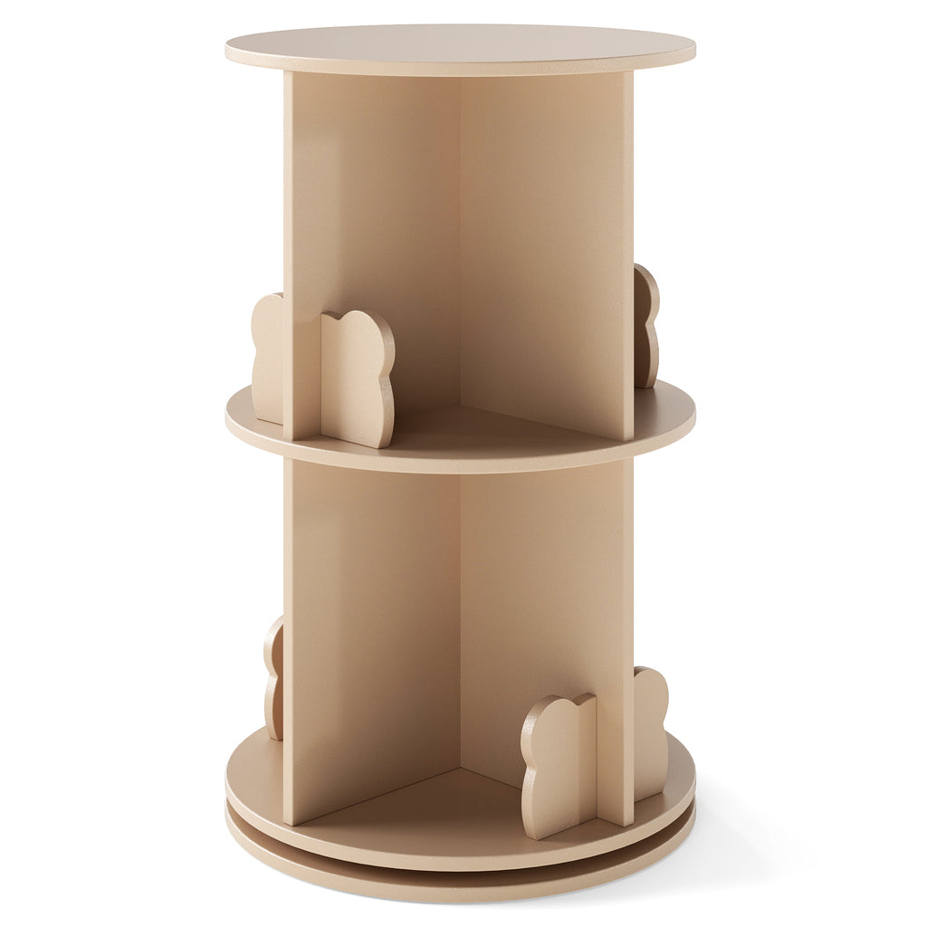 Kids Rotating Bookshelf Storage Rack with Bear Baffles - Coffee Variation