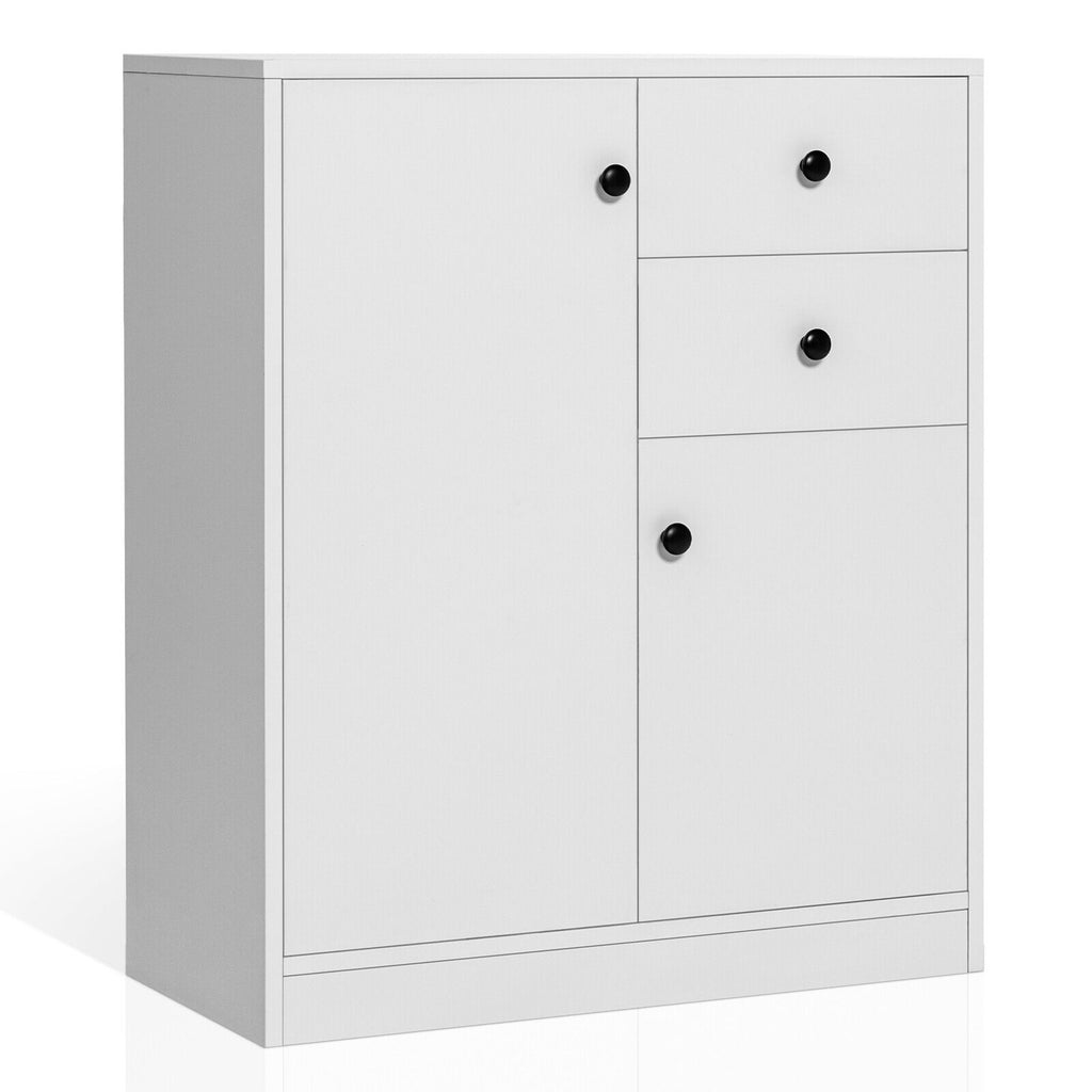 2-Door Kitchen Sideboard with Adjustable Shelves - White