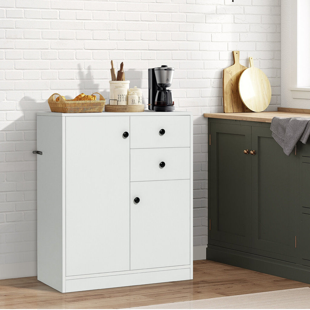 2-Door Kitchen Sideboard with Adjustable Shelves - White