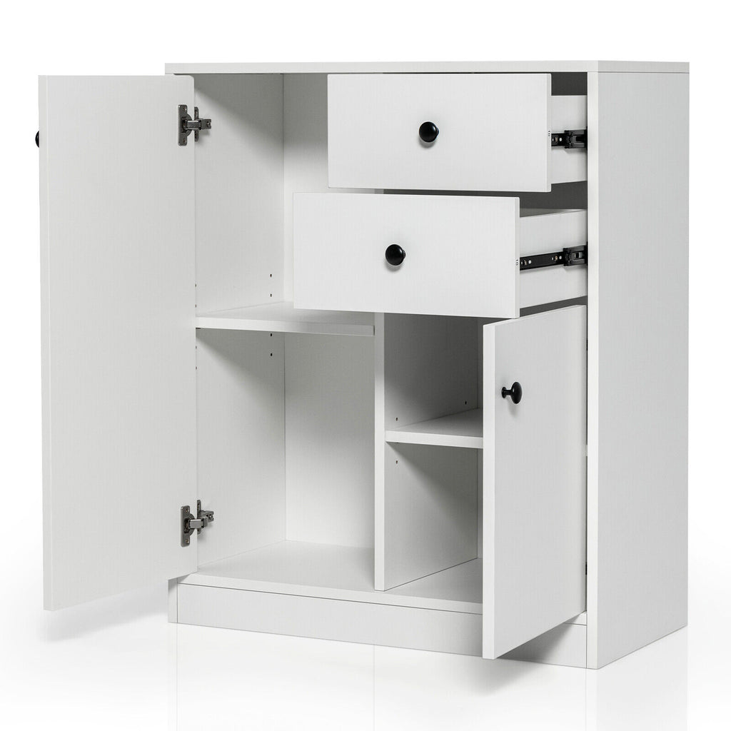 2-Door Kitchen Sideboard with Adjustable Shelves - White