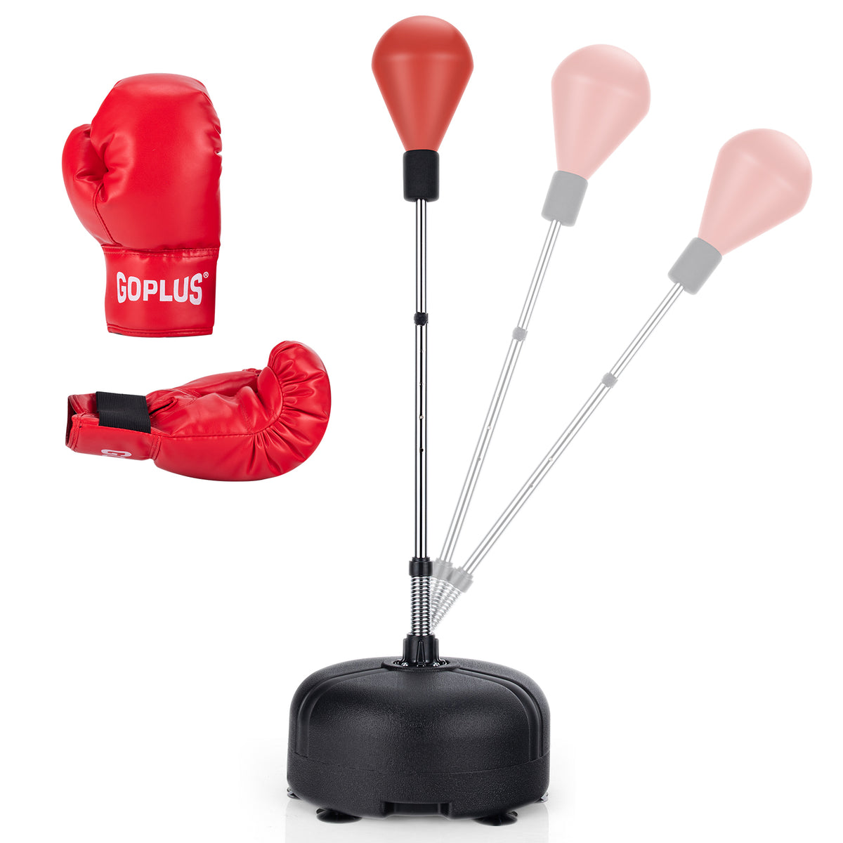 Adjustable Freestanding Punching Bag with Fillable Base and Breathable Boxing Gloves - Red Variation