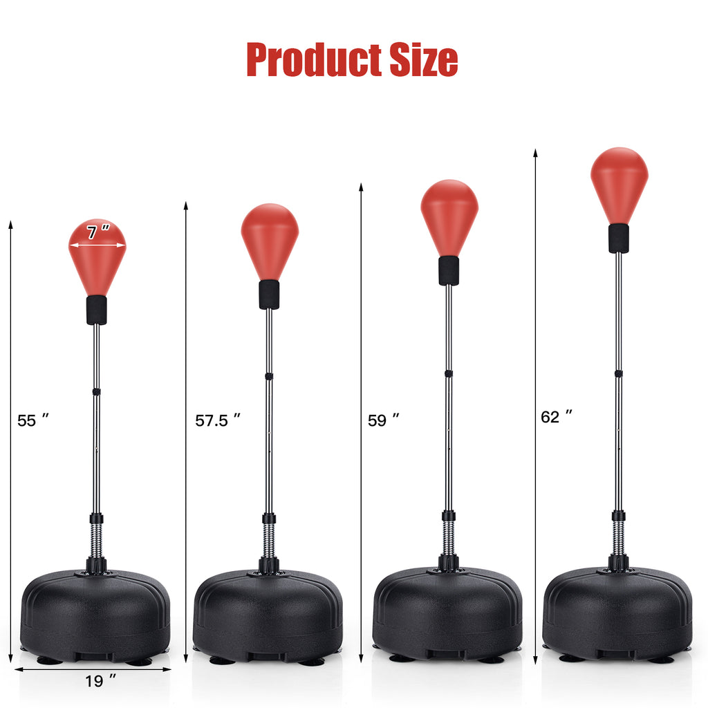 Adjustable Freestanding Punching Bag with Fillable Base and Breathable Boxing Gloves - Red Variation