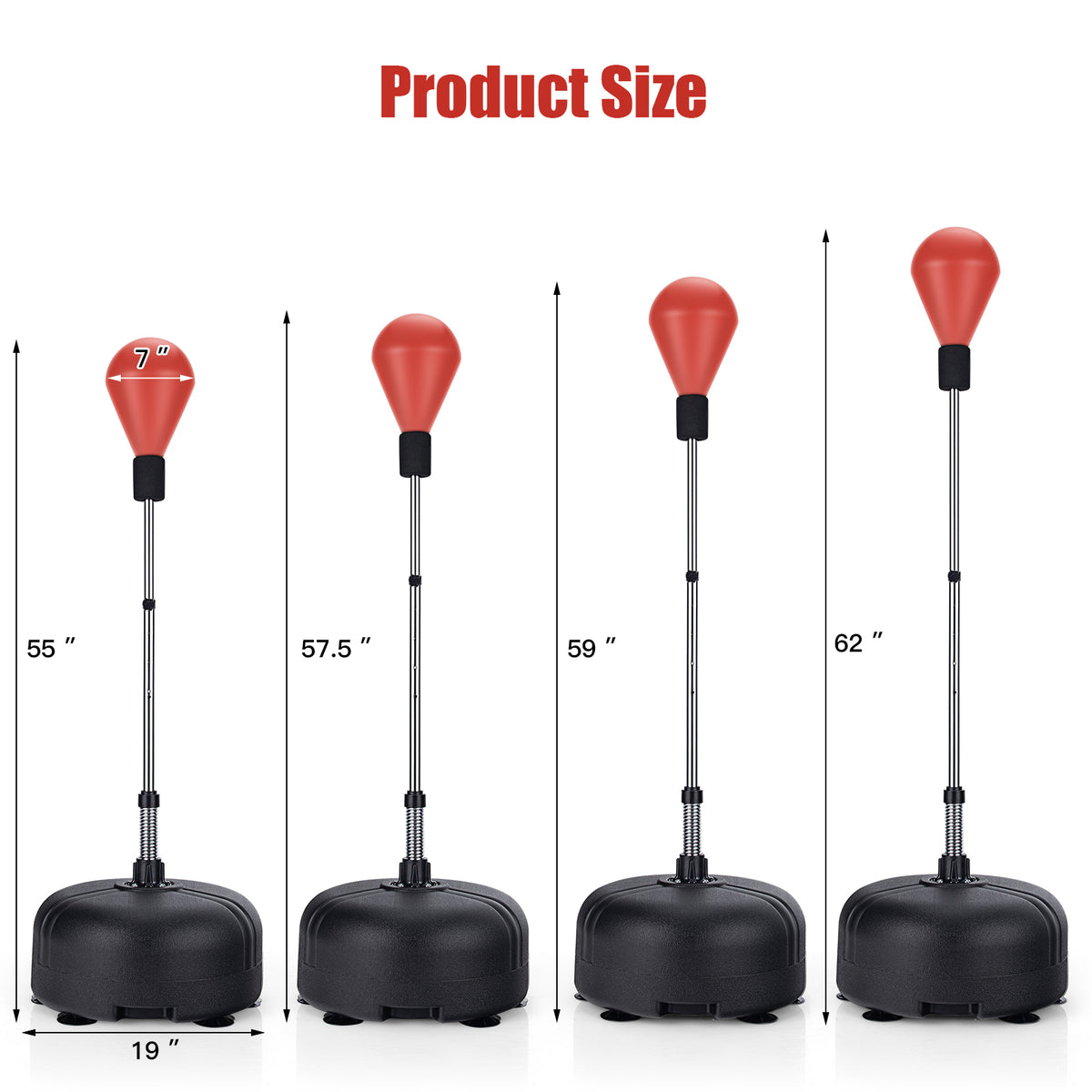 Adjustable Freestanding Punching Bag with Fillable Base and Breathable Boxing Gloves - Red Variation
