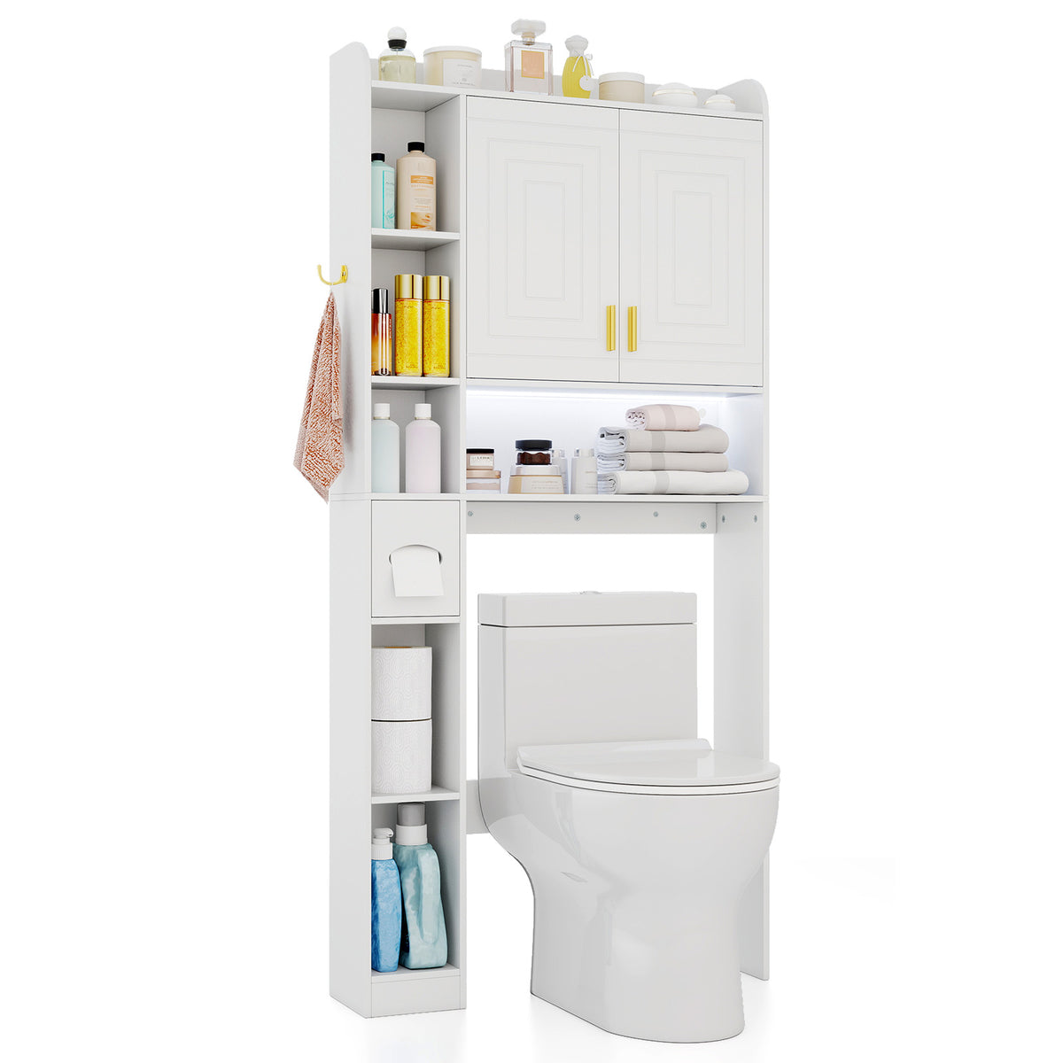 Freestanding Storage Cabinet Above Toilet with 2-Door