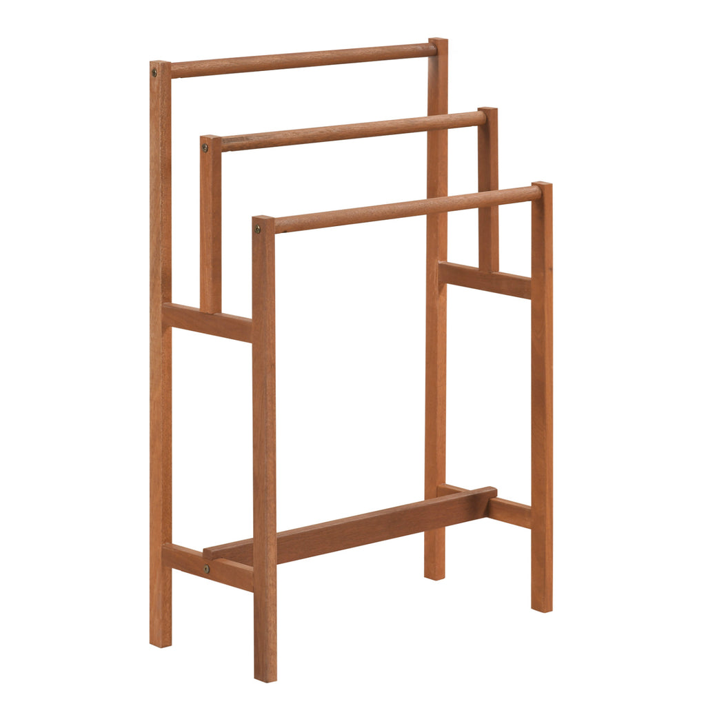 Solid Wood 3-Tier Towel Rack - Freestanding