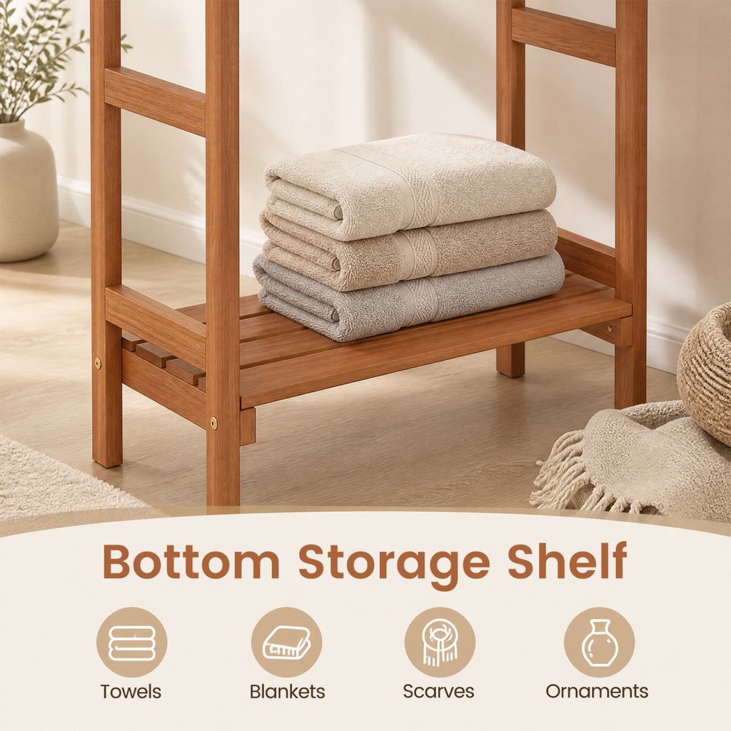Freestanding Towel Rack with 3 Hanging Bars & Bottom Shelf for