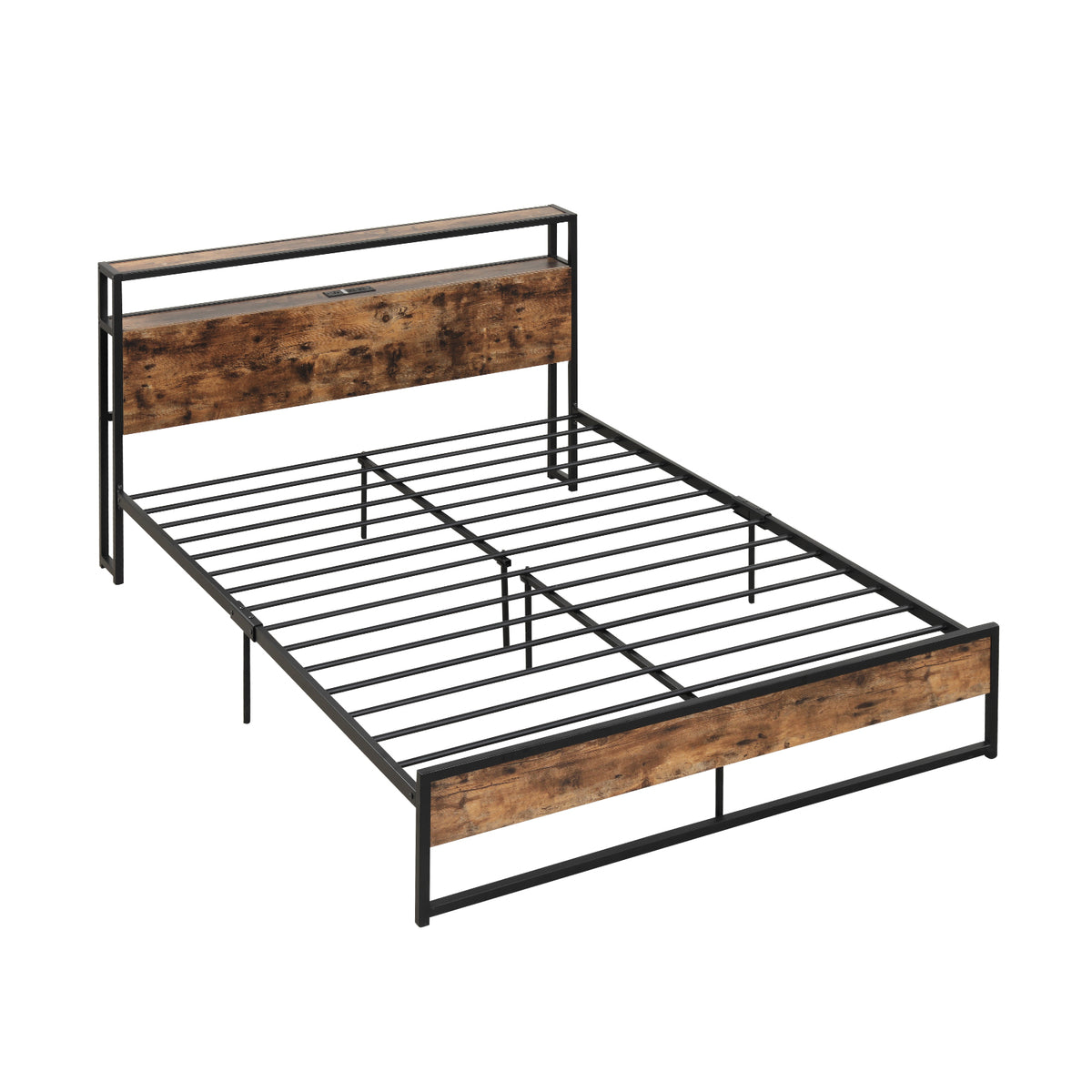 Full/Queen Bed Frame with Storage Headboard & Charging - Style C