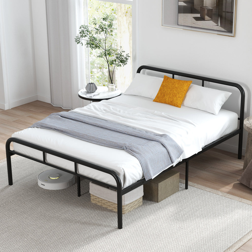 Full Bed Frame with Headboard and Footboard - Black