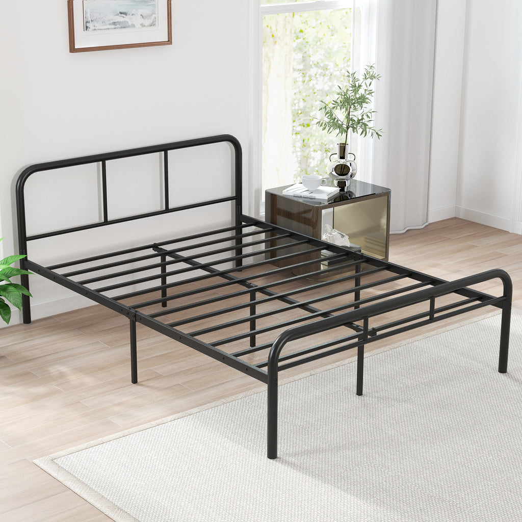 Full Bed Frame with Headboard and Footboard - Black