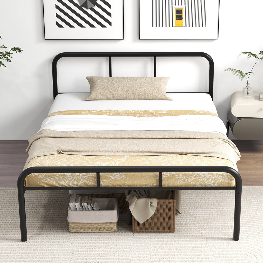 Full Bed Frame with Headboard and Footboard - Black