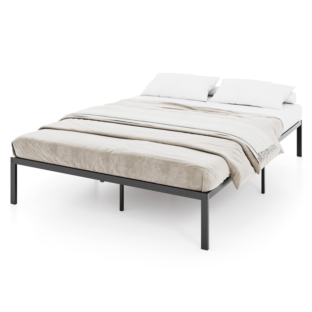Metal Platform Bed Frame, Full Size - Heavy Duty Support