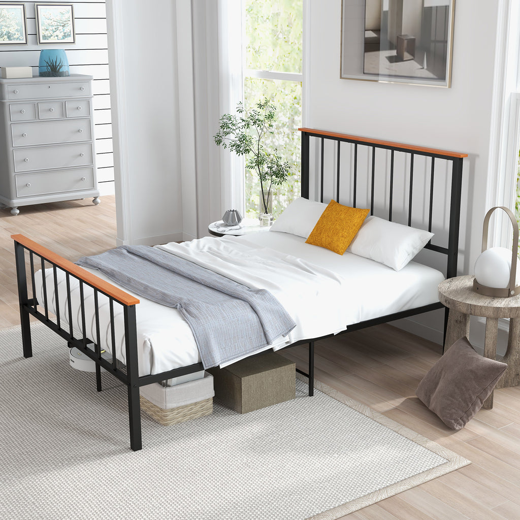 Full Size Wood Bed Frame with Headboard and Footboard